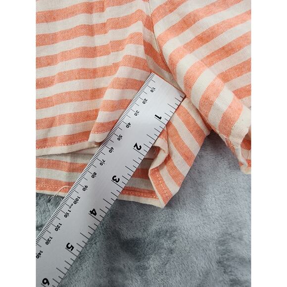 Bo Bel Striped High Waist Shorts Size L Peach Cream Exposed Back Zipper Cotton - Picture 8 of 10